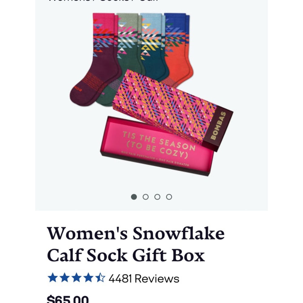Bombas 4 pack Calf Socks Cozy Snowflake w/Box